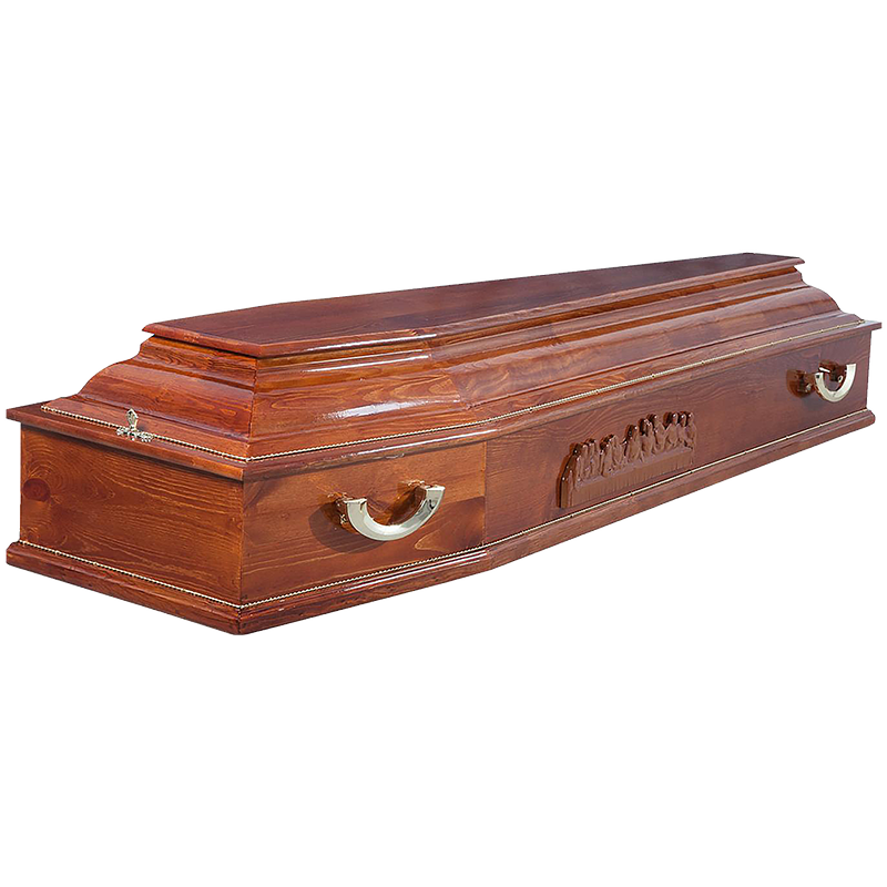 Гроб деревянный «Классик» резной шестигранный светлый