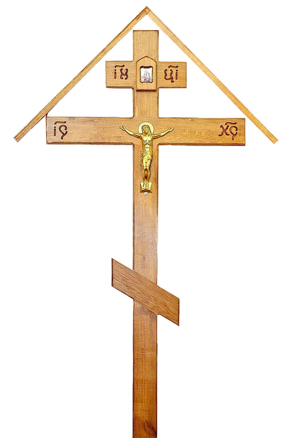 Крест дубовый " с крышей и с распятием"