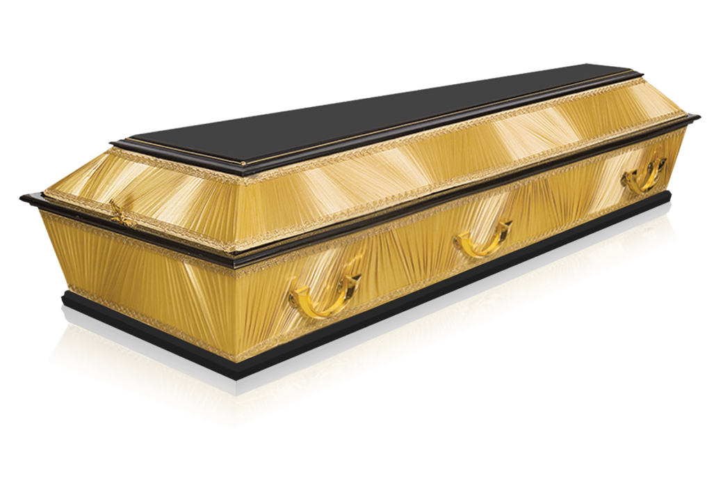 Гроб б-4 комбинированный колода (6 ручек) золотой колода
