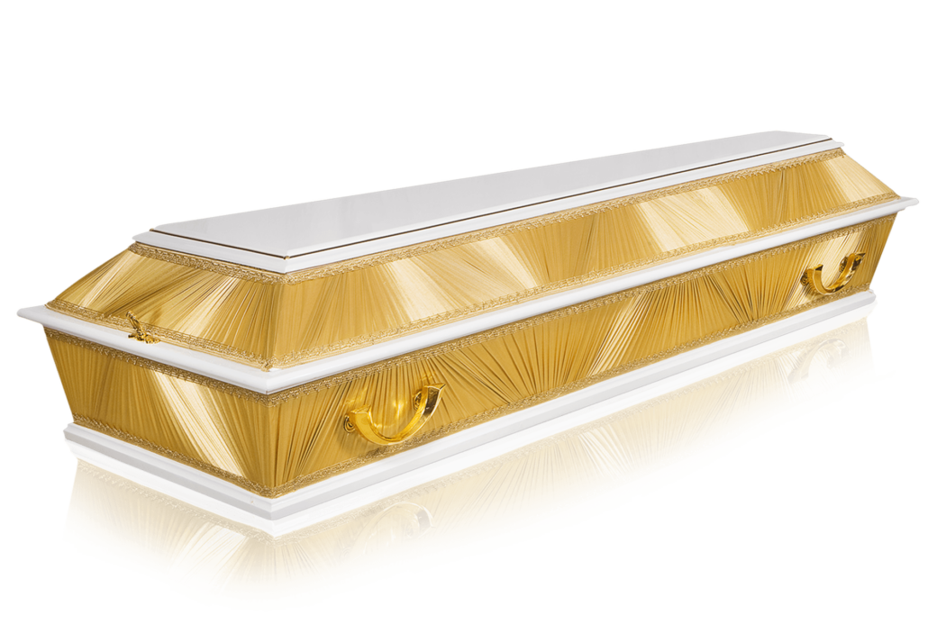 Гроб  б-4 комбинированный-спецколода (6 ручек) белый золотой спецколода